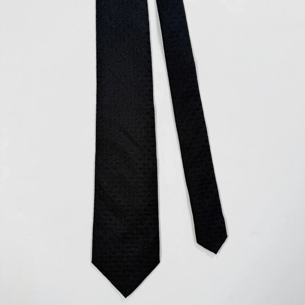 NWT‎ Escada Mens Black Textured Silk Jacquard Necktie Made in Italy TF807 NWT